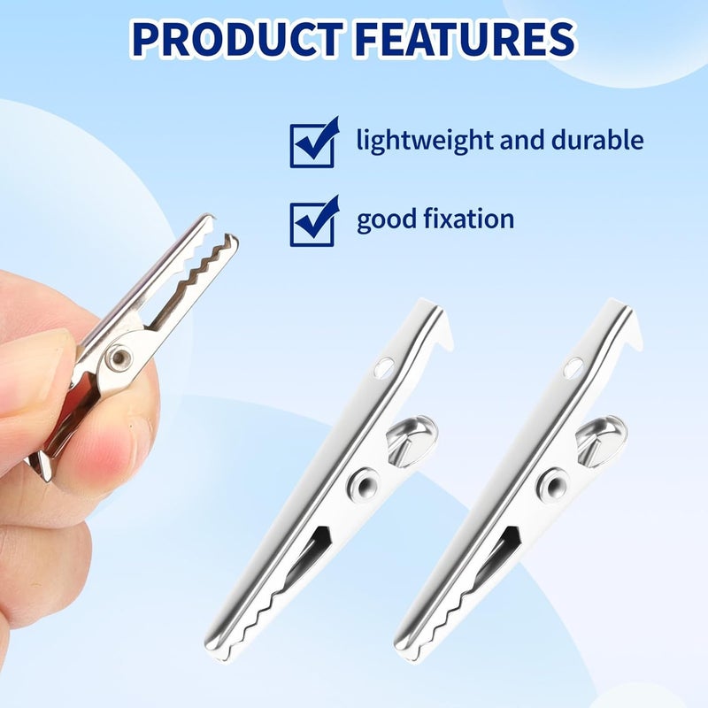LUSTRIB 25 Pcs Metal Alligator Clip Spring Clamps, 35mm Small Metal Alligator Clips Alligator Clips for Crafts Nickel Plated Crocodile Clamps Alligators Clip for Laboratory Electric Testing Work - Image 3